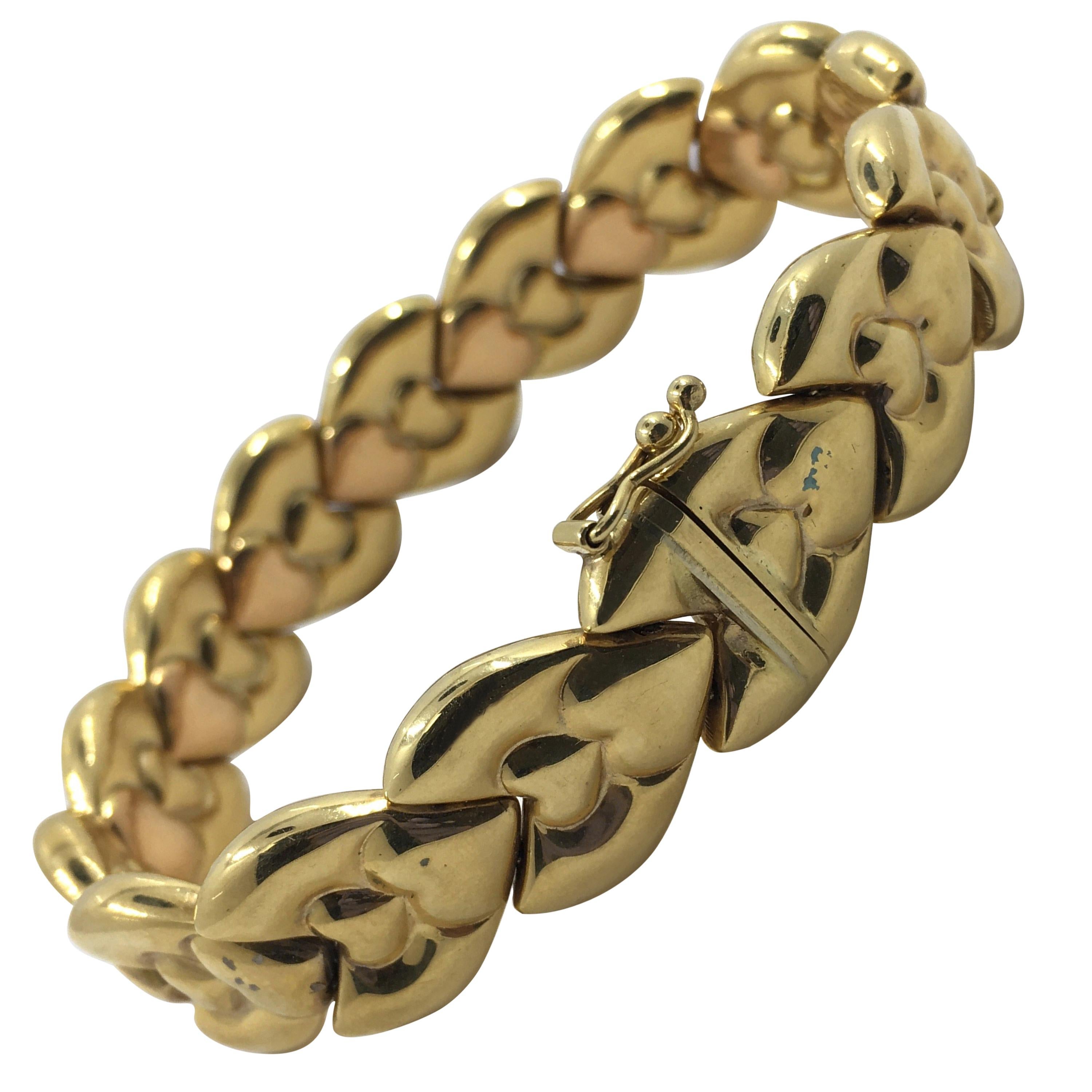 14 Karat Pink and Yellow Gold Bracelet For Sale