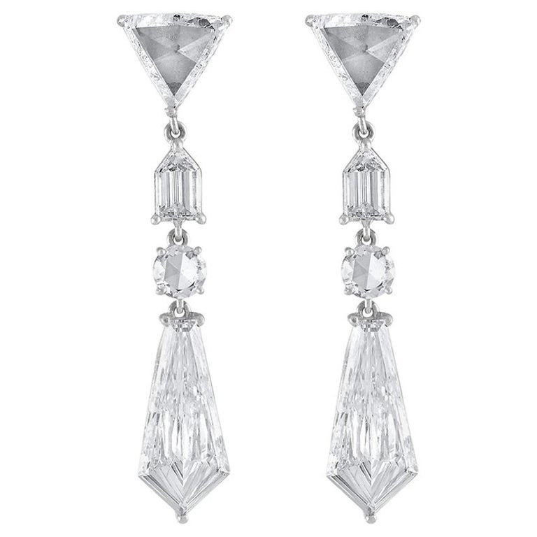 Fancy Cut Diamond Chandelier Earrings For Sale at 1stdibs