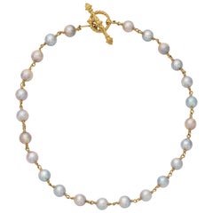 Yellow Gold Necklace with Pearls