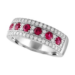Julian B Designs Ruby and Diamond 14 Karat White Gold Band Ring