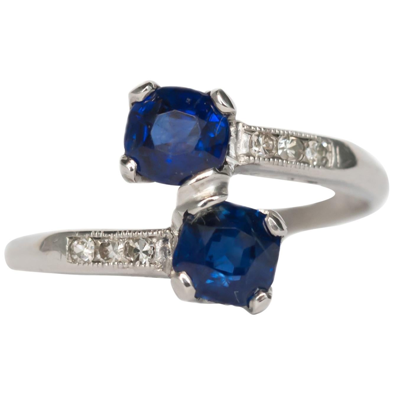GIA Certified .71 Carat Sapphire Platinum Engagement Ring For Sale