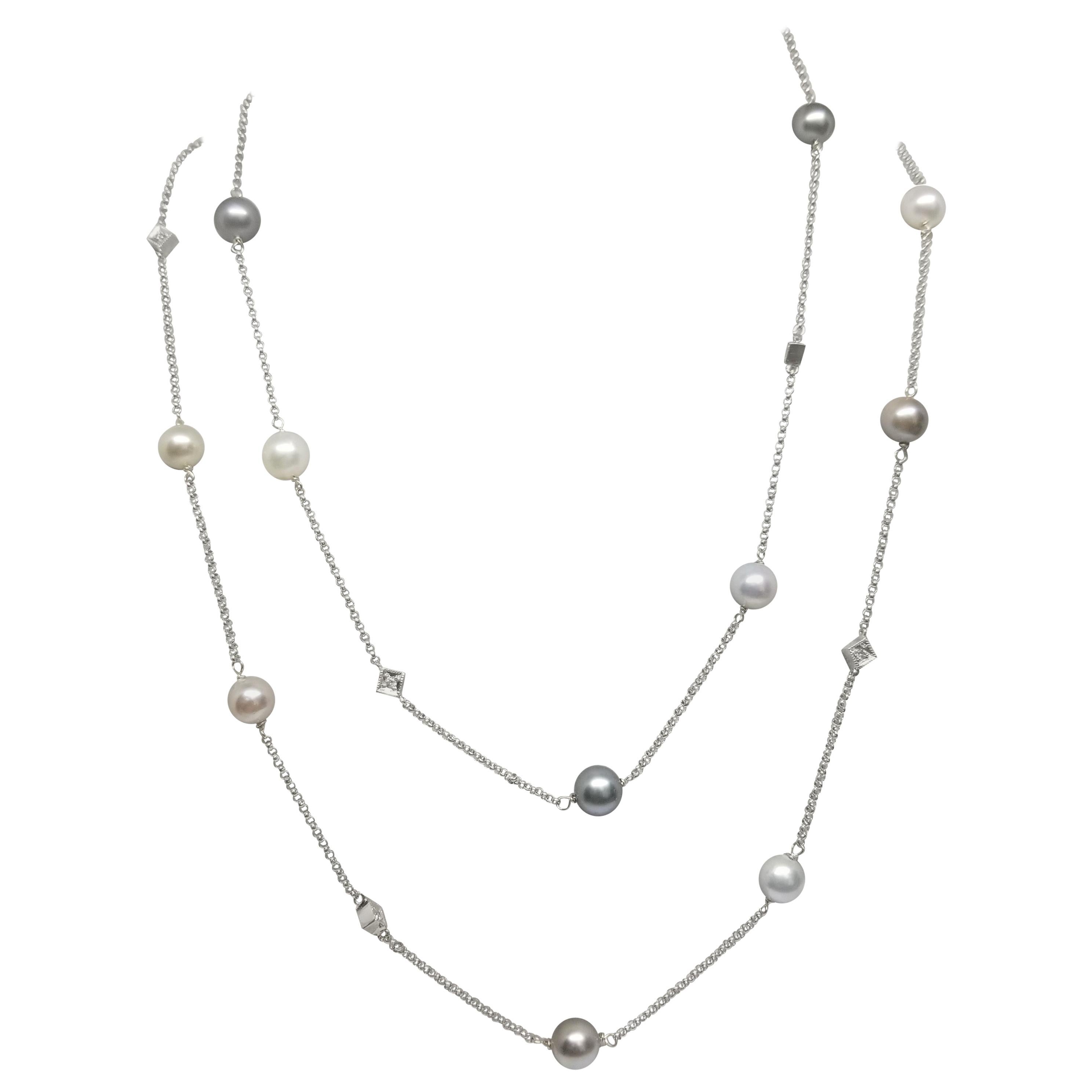 Collier "Diamants et perles au Yard" 14 carats en vente