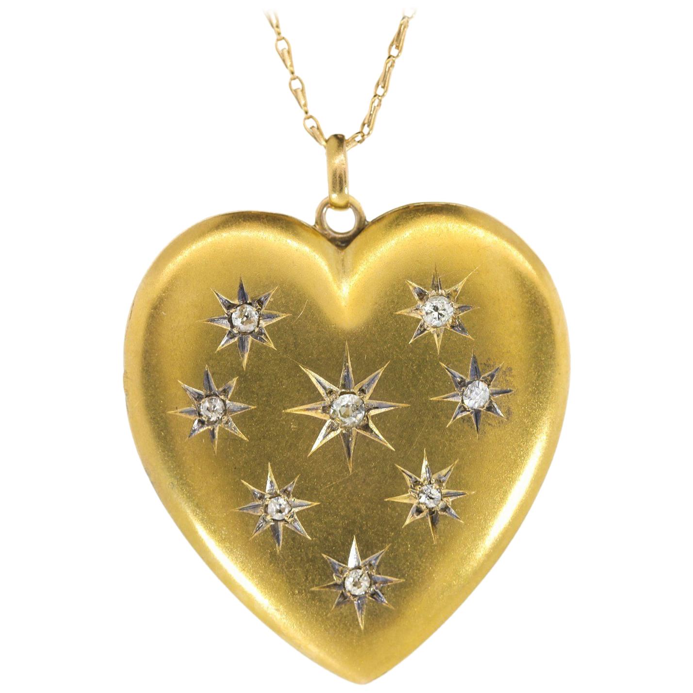 Art Nouveau Diamond Heart Locket