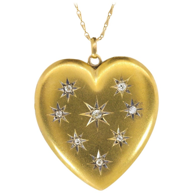Art Nouveau Diamond Heart Locket For Sale at 1stdibs