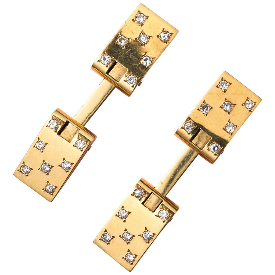 Gold and Diamond French Cufflinks