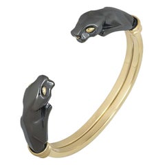 Cartier Yellow Gold and Hematite Panthere Cuff Bracelet