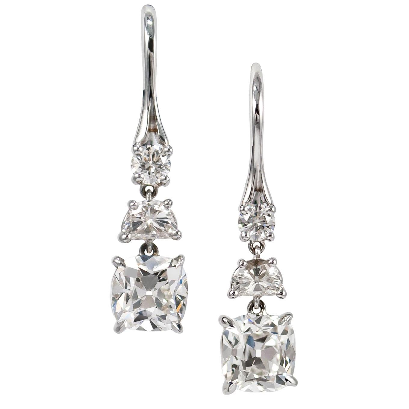 J. Birnbach GIA Certified 3.27 Carat Total Weight Diamond Drop Earrings