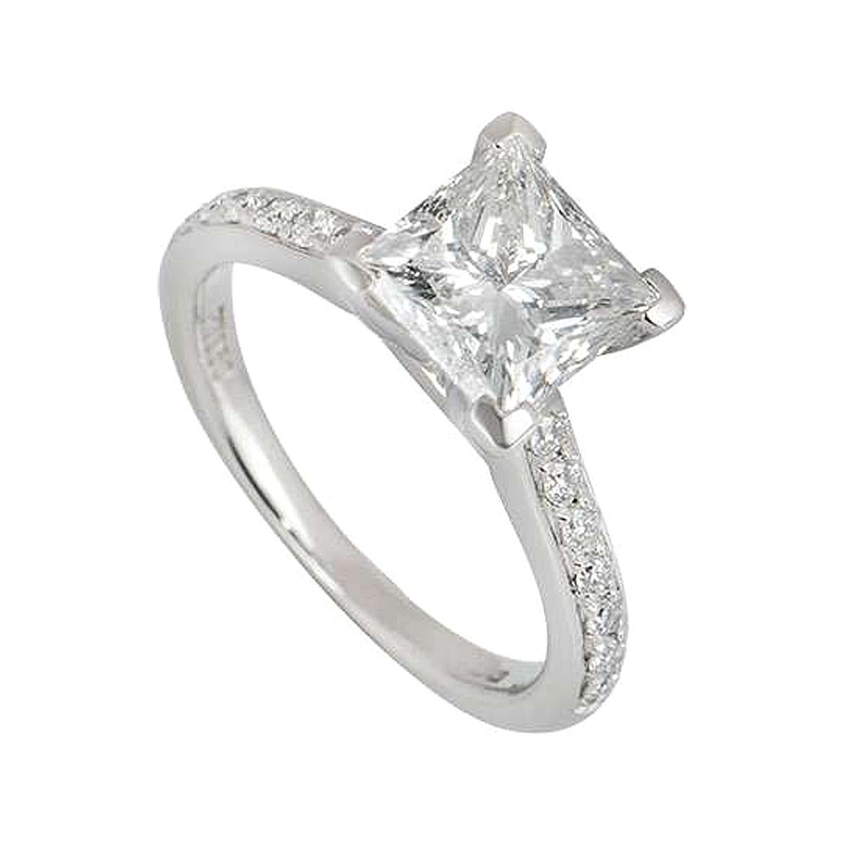 GIA Certified Princess Cut Diamond Ring in Platinum 2.02 Carat