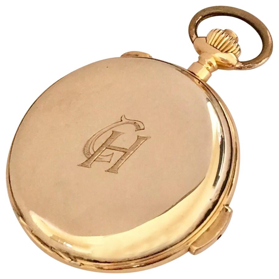 18 Karat Gold Invicta Quarter Repeater Chronograph Full Hunter Pocket Watch