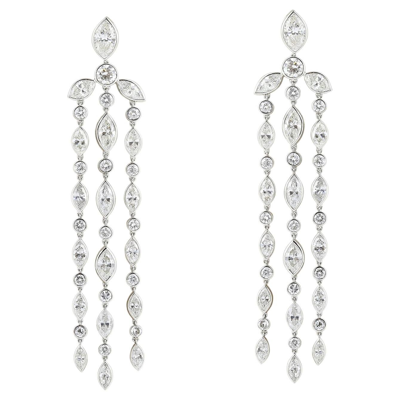 8.25 Carat Diamond Drop Earrings Platinum For Sale