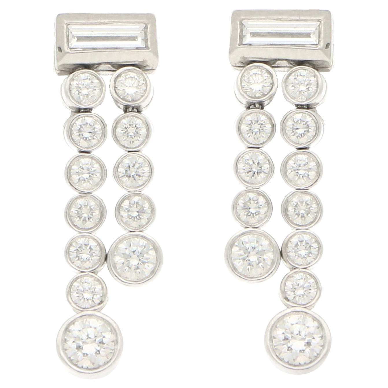 Tiffany & Co Jazz Double Drop Diamond Earrings in Platinum, circa 2005