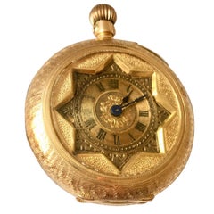 14 Karat Gold Antique Fully Engraved Case Small Pocket 'Fob' Watch