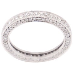 Unique 14 Karat White Gold SI1, G, 1.03 Carat Round Pavé Diamonds Eternity Band