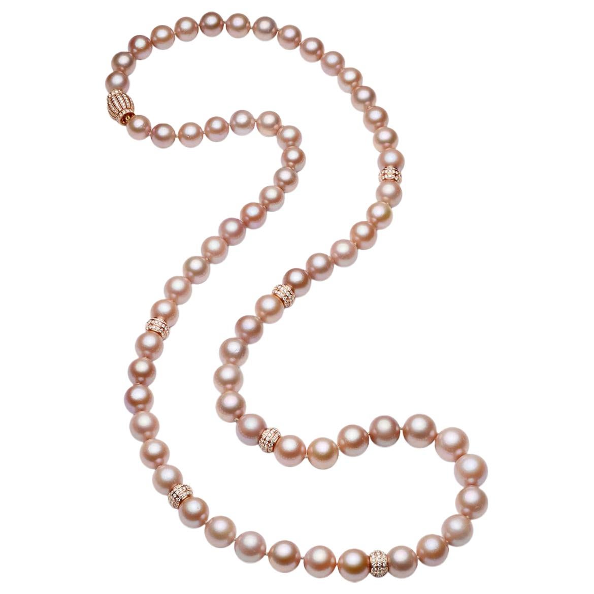 Shreve Crump and Low Pink Pearl Necklace For Sale