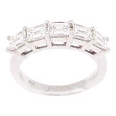 Platinum VS1, 1.55 Carat Five-Stone Emerald Cut Diamonds Engagement Ring