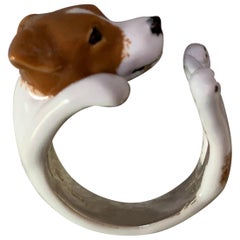 Sterling Silver 925 Enamel Jack Russell Dog Ring