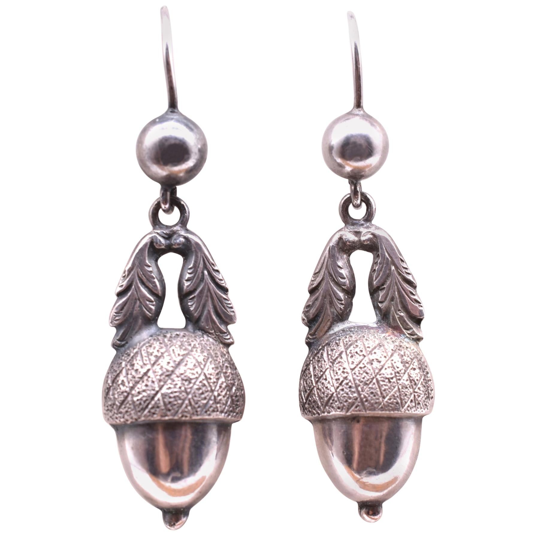 Antique Silver Acorn Earrings