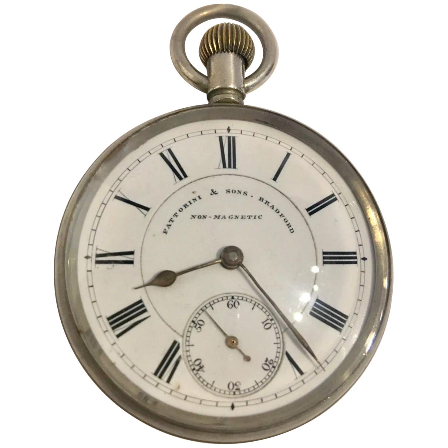 Antique Waltham Mass Pocket Watch Signed Fattorini & Sons, Bradford Non Magnetic For Sale
