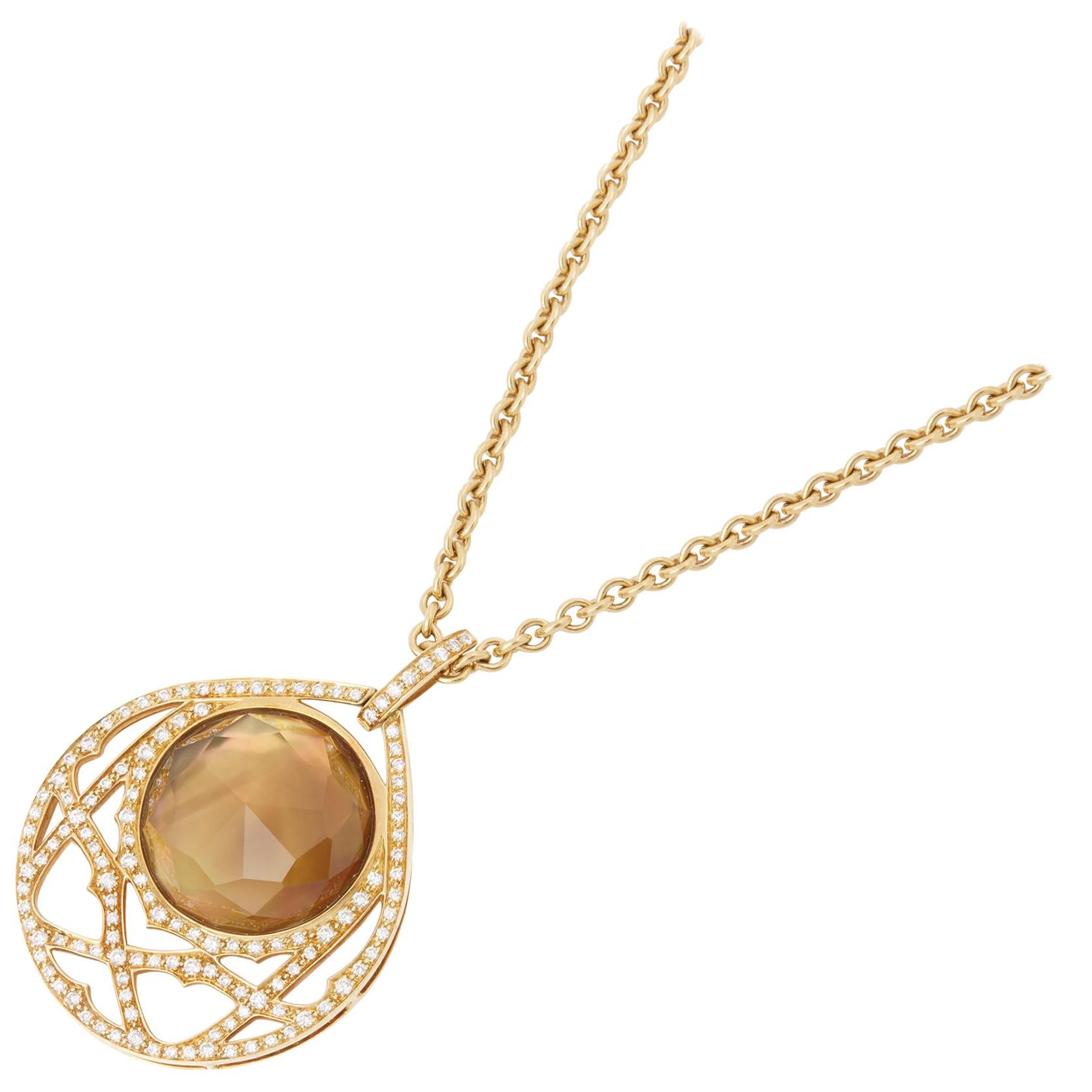  Stephen Webster 18 Karat Yellow Gold Citrine & Diamond Crystal Haze Necklace