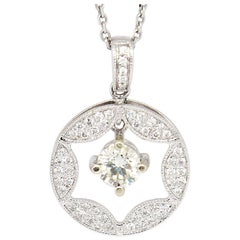 14 Karat Gold Si1-Si2, G--J, 0.60 Carat Diamond Circle of Life Necklace Long