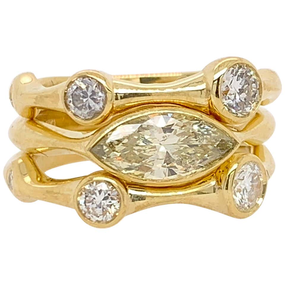 1.42 Carat Diamond Tri Color Stackable Rings For Sale at 1stDibs | tri ...