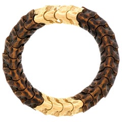 Snake Vertebrae and Gold Bracelet by Dan Telleen 18k c1992 Vail, Colorado