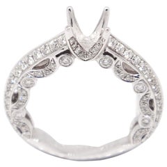 Elegant 18 Karat Gold 1.12 Carat Pave Diamond Engagement Semi Mount Bridal Ring