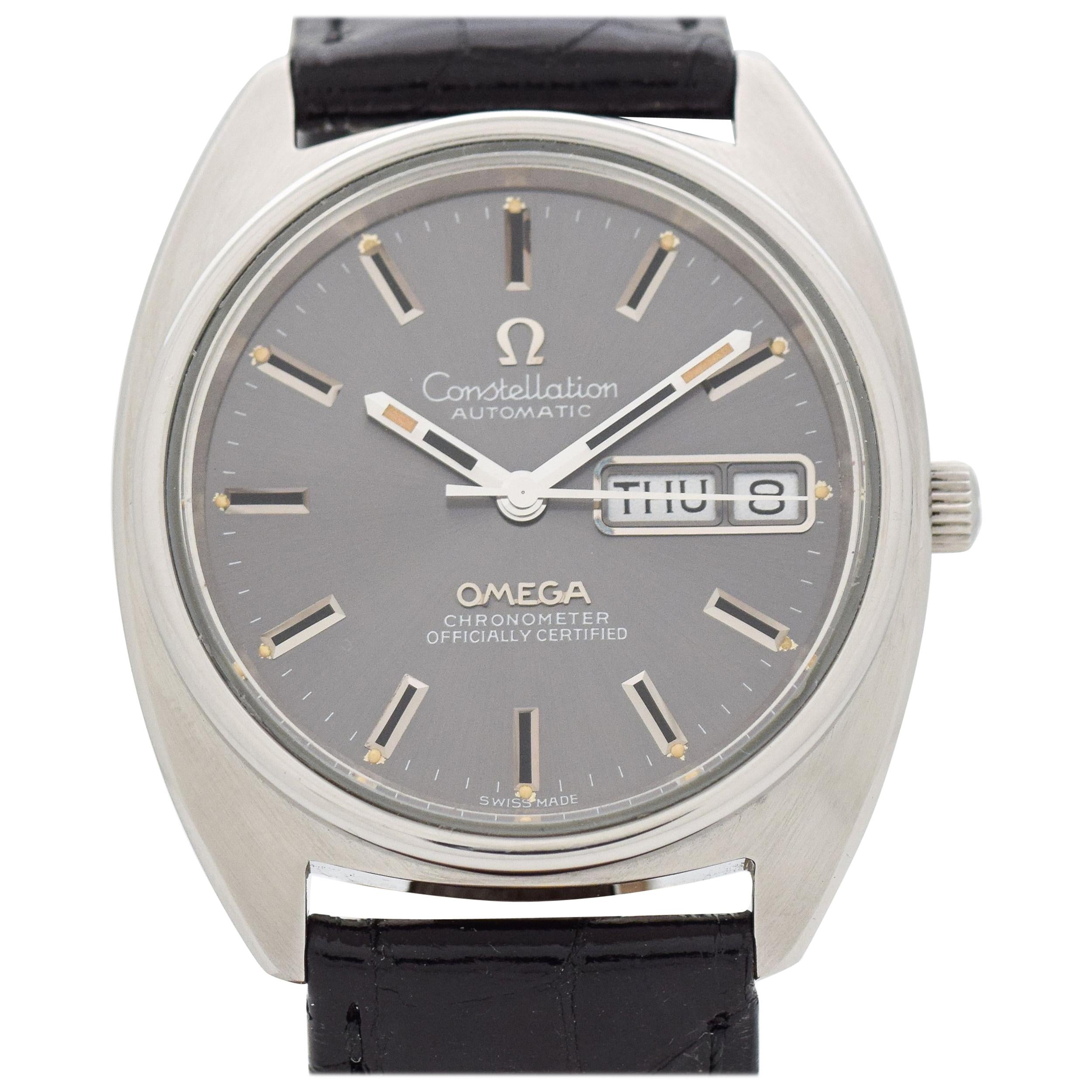 Vintage Omega Constellation Day-Date Stainless Steel Watch, 1973