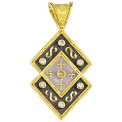 Pendentif réversible Georgios Collections en or 18 carats, diamant et pièce de monnaie