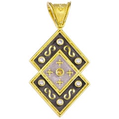 Georgios Collections Pendentif réversible en or 18 carats avec diamants et pièce de monnaie