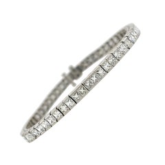 Contemporary French Cut Diamond Line Bracelet 11.60 Carat