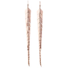 Gold and Pave Diamond Fishtail Earrings