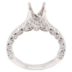 Unique 18 Karat Gold 0.95 Carat Pave Diamond Engagement Semi Mount Bridal Ring