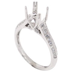 18 Karat White Gold 0.36 Carat Pave Diamond Semi Mount Bridal Ring