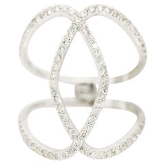 Morris & David 14 Karat White Gold 0.57 Carat Diamond Open Overlap Ring