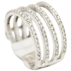 Morris & David 14 Karat White Gold 0.80 Carat Diamond Ribbed Ring