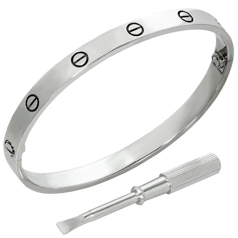 Cartier Love 4 Diamond White Gold Bracelet Sz 16 Service Receipt At 1stdibs Cartier Bracelet