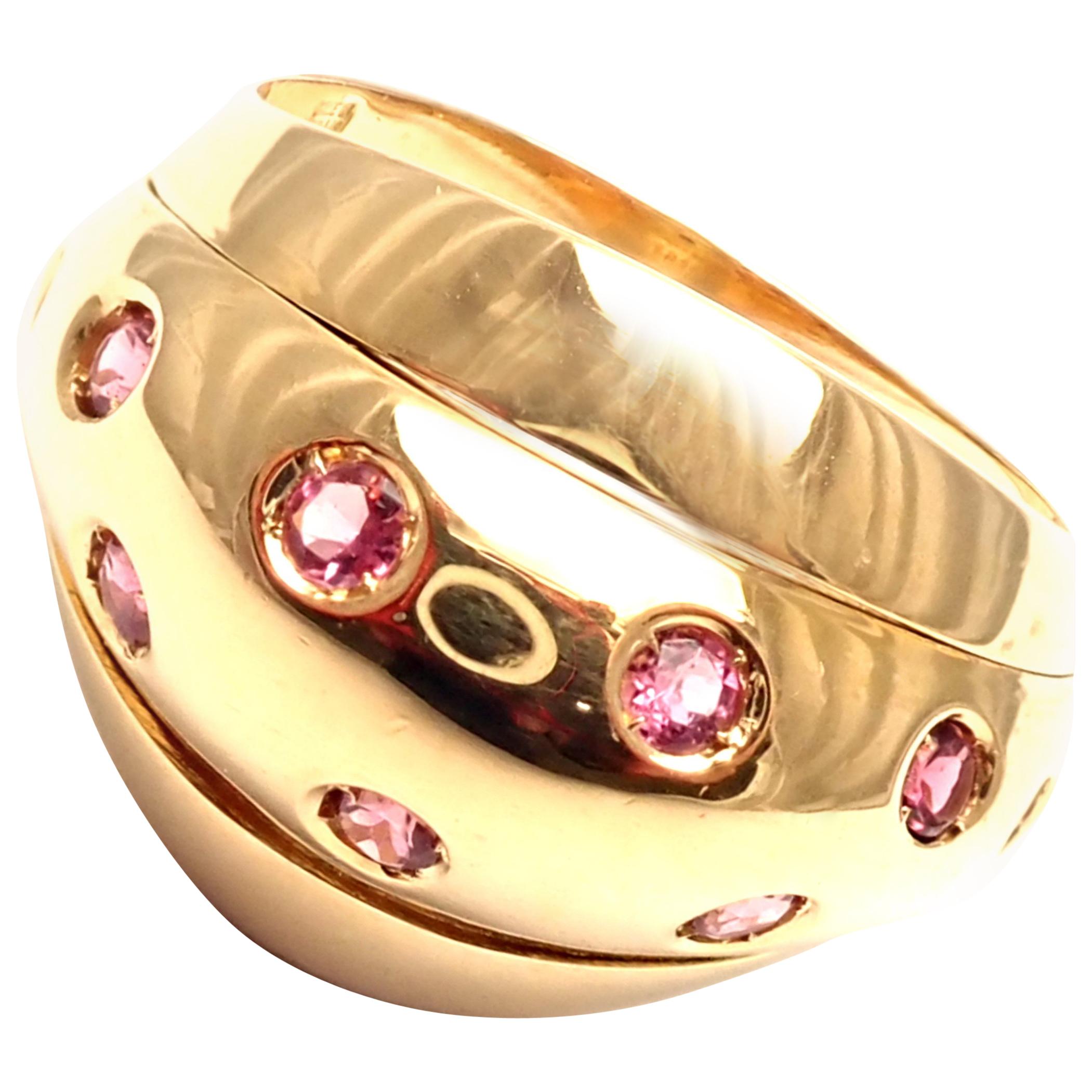 Versace Starlight Pink Sapphire Yellow Gold Dome Ring