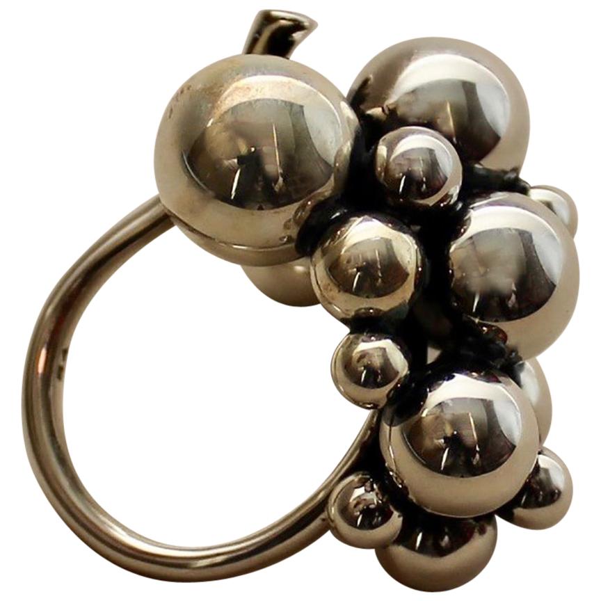 Georg Jensen Sterling Silver Large Grape Ring (Size 7.5) For Sale