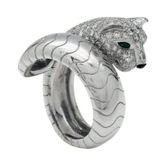 Cartier Panther Ring, Diamonds, Emeralds and Onyx