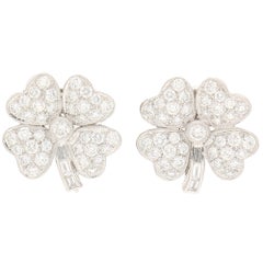 Contemporary Diamond Clover Earrings Set in Platinum