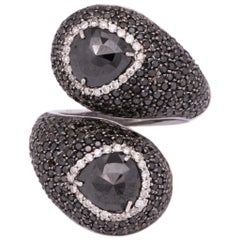 Black and White Diamond Bypass Ring