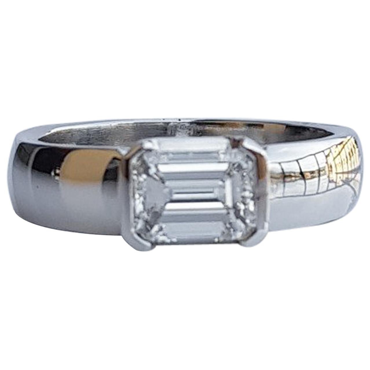 Fratelli Piccini Florence Emerald Cut Diamond Band Ring For Sale