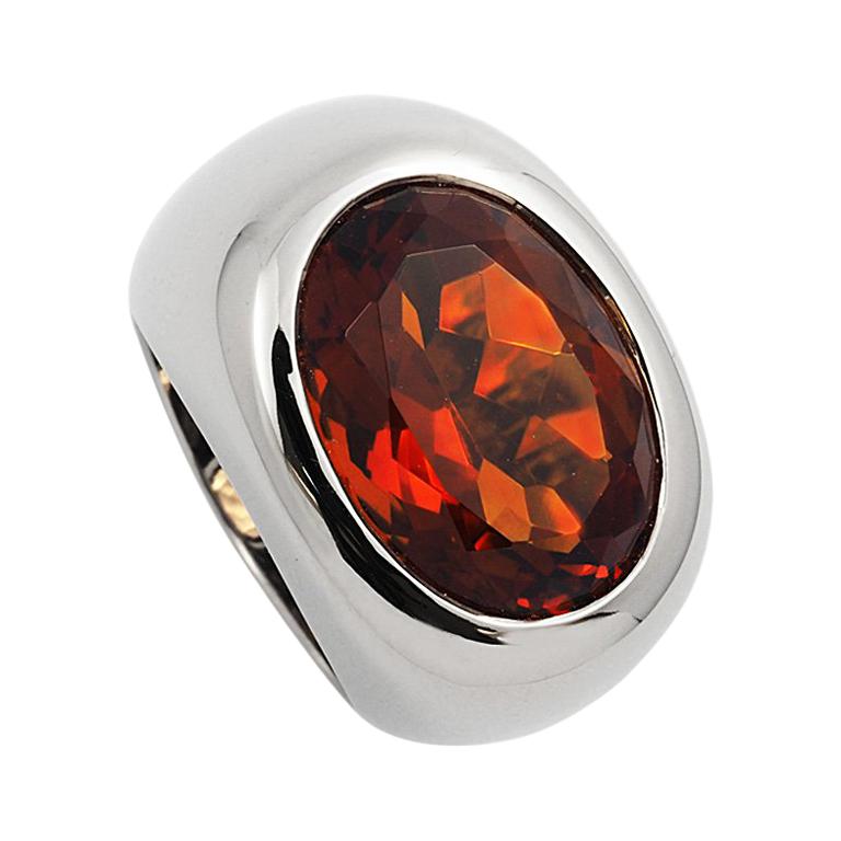 Precious Basics Ring 18 Carat White Gold 1 Madeira Citrine 9.17 Carat For Sale