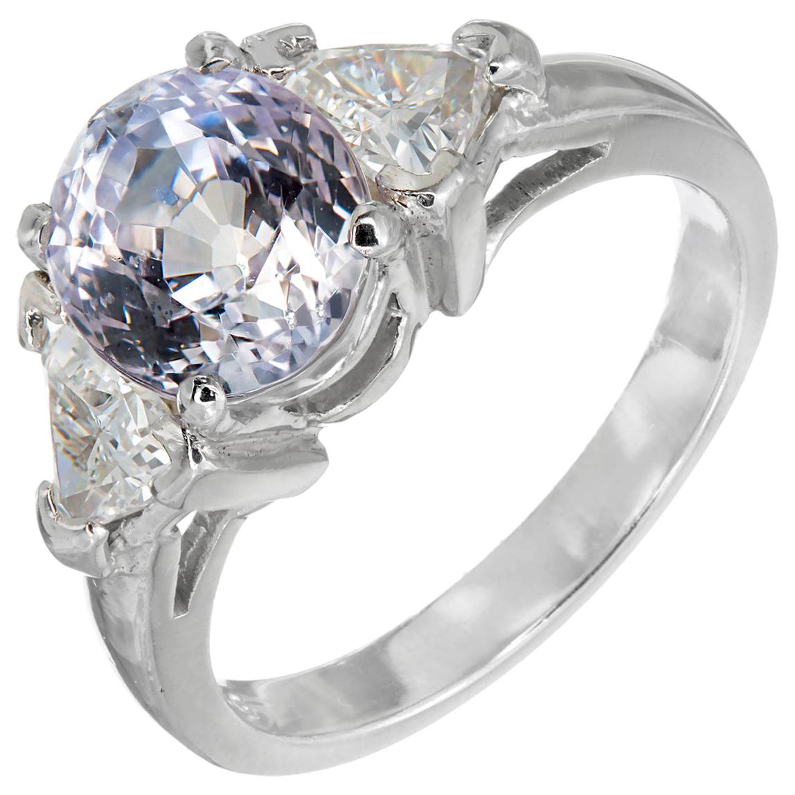 GIA Certified 3.91 Carat Sapphire Diamond Three-Stone Engagement Ring