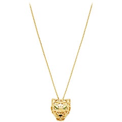 Cartier Panthère De Yellow Gold Tsavorite Garnets Onyx Necklace