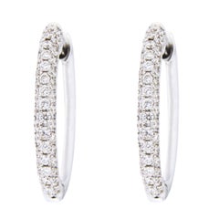 Alex Jona White Diamond 18 Karat White Gold Hoop Earrings