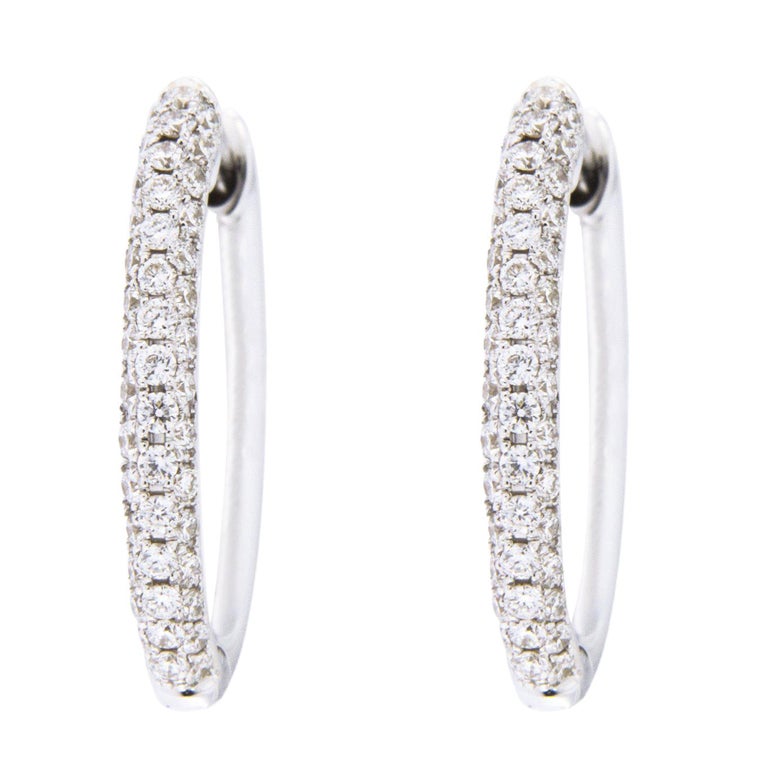 Alex Jona White Diamond 18 Karat White Gold Hoop Earrings For Sale at ...