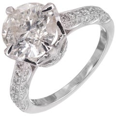Vintage 2.51 Carat Round Diamond Gold Solitaire Engagement Ring
