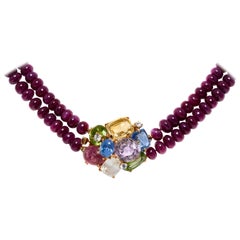 Vintage Seaman Schepps Ruby Beads Necklace